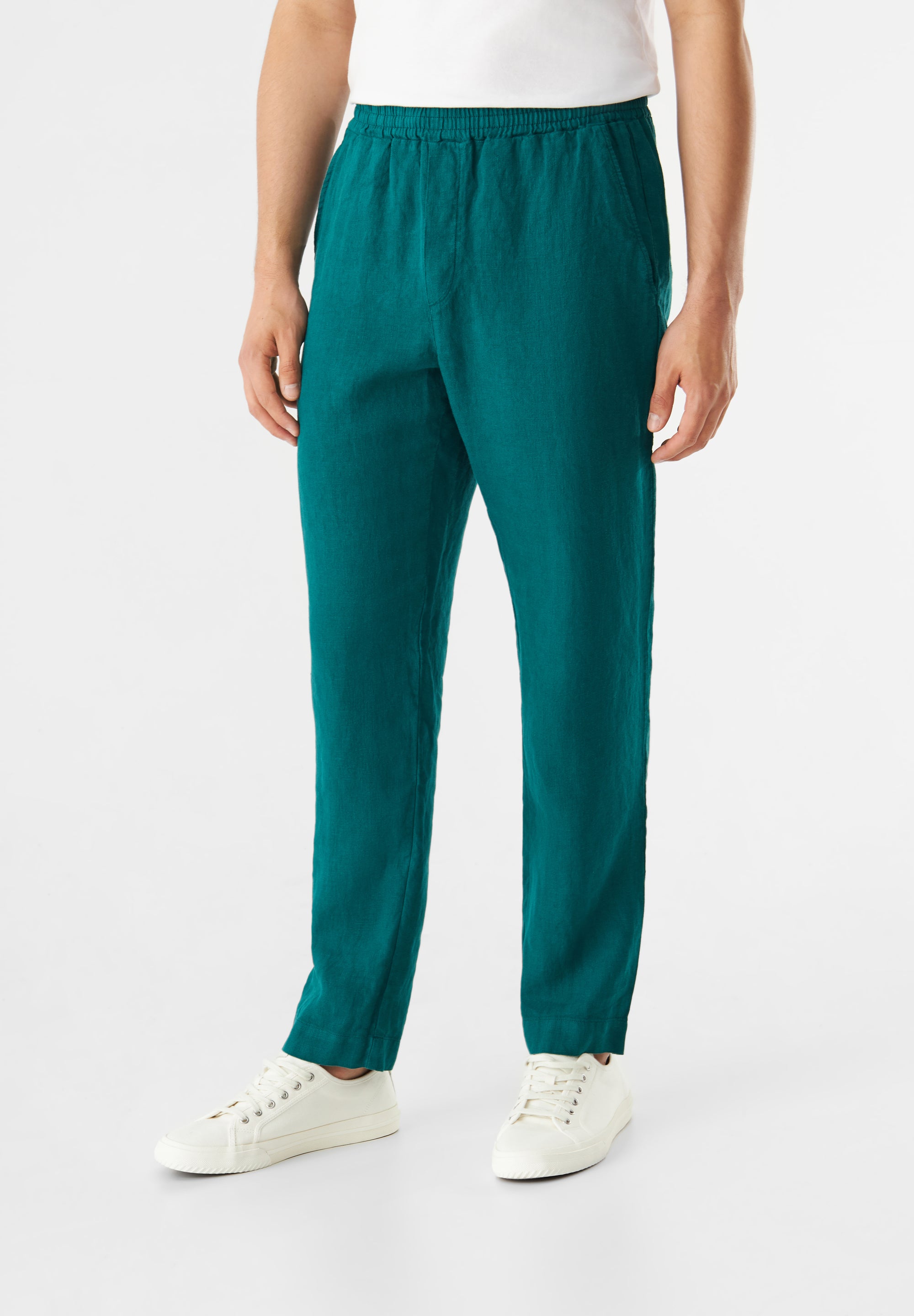 Givn Berlin Chinohose GBERIC aus Leinen mit elastischem Bund Trousers Malachite Green (Linen)