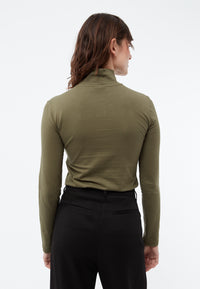 Givn Berlin Longsleeve GBVIDA aus Bio-Baumwolle mit Turtleneck Longsleeve Khaki