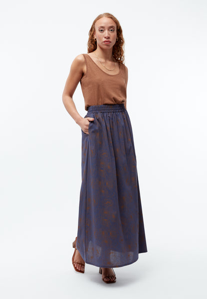 【BAON】Yocott Color Banding Long Skirt Bananhot - Yoko Skirt - Knitted Sand
