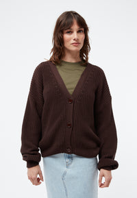 Givn Berlin Strickcardigan GBDESIREE oversize aus Bio-Baumwolle mit Perlmuster-Strick Cardigan Coffee Brown