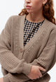 Givn Berlin Strickcardigan GBDESIREE oversize aus Bio-Baumwolle mit Perlmuster-Strick Cardigan Light Taupe