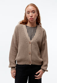 Givn Berlin Strickcardigan GBDESIREE oversize aus Bio-Baumwolle mit Perlmuster-Strick Cardigan Light Taupe