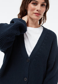 Givn Berlin Strickcardigan GBDESIREE oversize aus Bio-Baumwolle mit Perlmuster-Strick Cardigan Midnight Blue