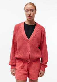Givn Berlin Strickcardigan GBDESIREE oversize aus Bio-Baumwolle mit Perlmuster-Strick Cardigan Sunset Coral