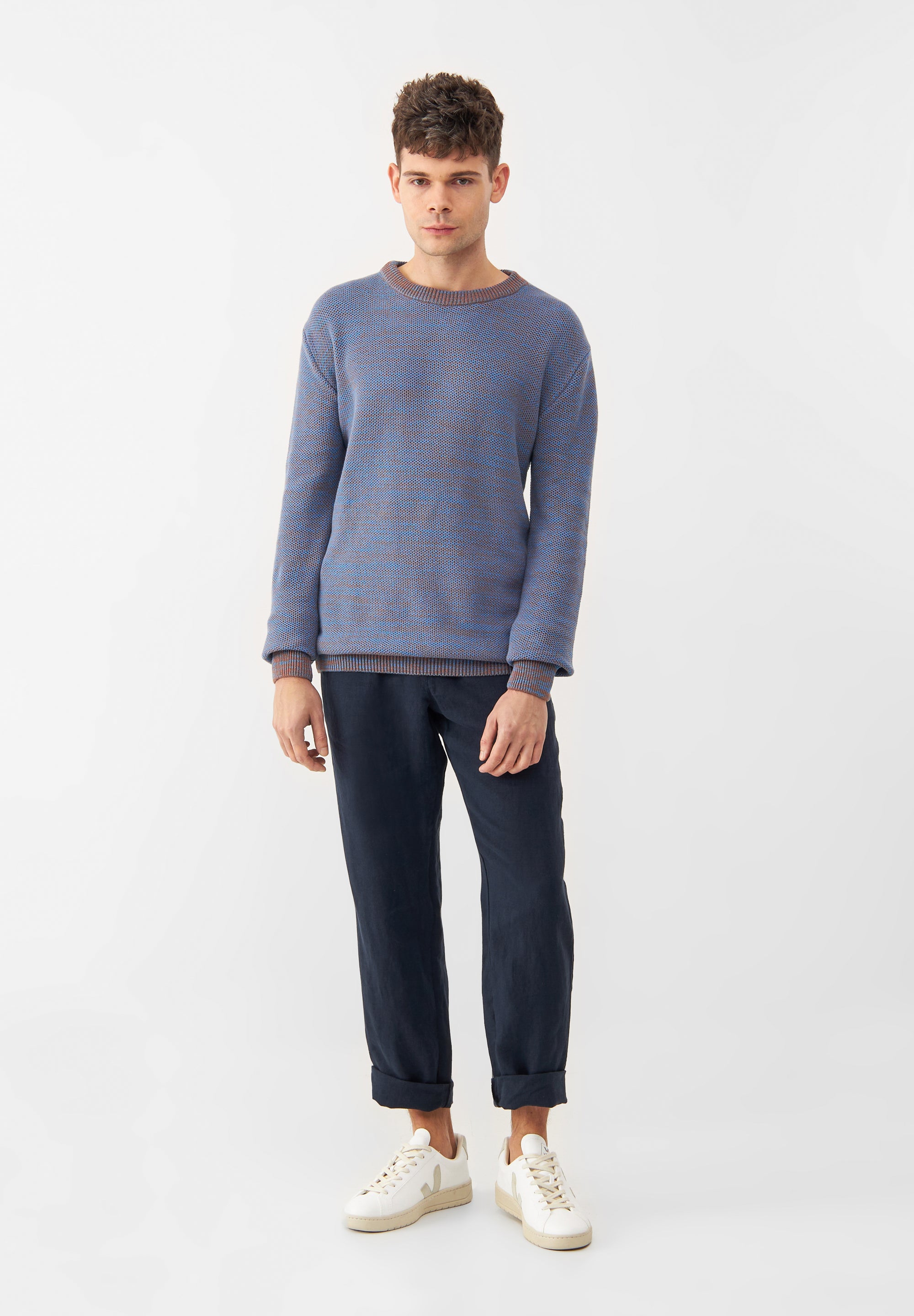 Givn Berlin Strickpullover GBAIDEN aus Bio-Baumwolle Sweater Beige / Blue (Melange)