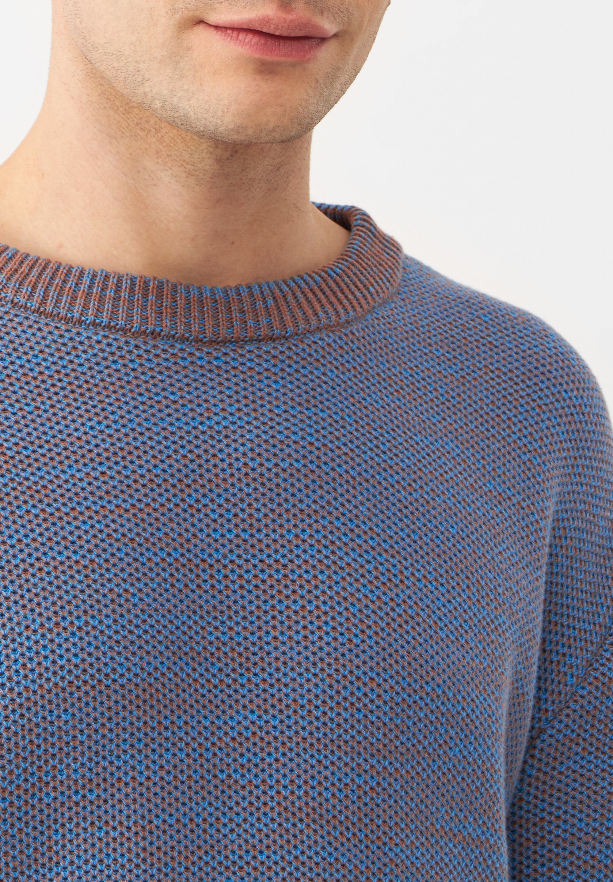 Givn Berlin Strickpullover GBAIDEN aus Bio-Baumwolle Sweater Beige / Blue (Melange)