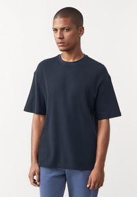 Givn Berlin Strukturiertes T-Shirt GBCLIFF relaxed Fit aus Bio-Baumwolle T-Shirt Midnight Blue (Waffle)