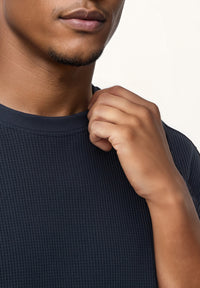 Givn Berlin Strukturiertes T-Shirt GBCLIFF relaxed Fit aus Bio-Baumwolle T-Shirt Midnight Blue (Waffle)