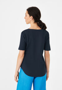 Givn Berlin T-Shirt GBCAPRINA relaxed Fit aus Bio-Baumwolle T-Shirt Midnight Blue (Waffle)