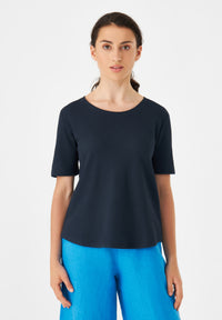 Givn Berlin T-Shirt GBCAPRINA relaxed Fit aus Bio-Baumwolle T-Shirt Midnight Blue (Waffle)