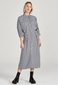 Givn Berlin Blusenkleid NATALIA aus LENZING™ ECOVERO™ Dress Midnight Blue / White (Checked)