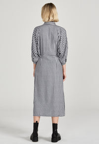 Givn Berlin Blusenkleid NATALIA aus LENZING™ ECOVERO™ Dress Midnight Blue / White (Checked)