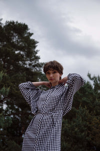 Givn Berlin Blusenkleid NATALIA aus LENZING™ ECOVERO™ Dress Midnight Blue / White (Checked)