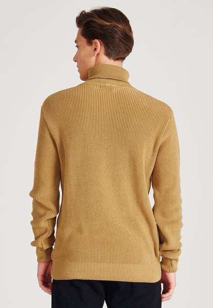 Organic Cotton Turtleneck Knit Sweater PIET Camel