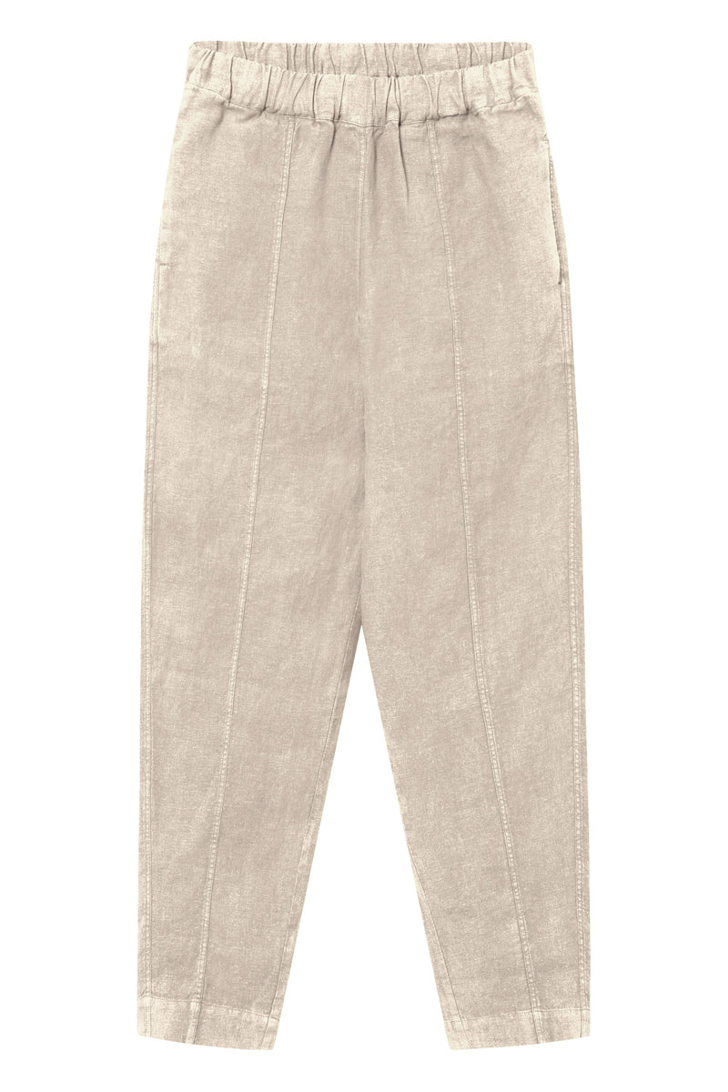 Second hand GBELIN linen trousers with elastic waistband - Beige (Linen) - XL