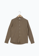 Second hand flannel shirt GBKENT made of organic cotton with stand-up collar - Beige / Grey (Melange) - S