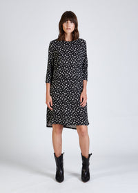 Second hand dress FREYA made of TENCEL™ Lyocell - Black / White Flowers (Tencel) - M