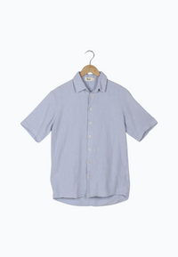 Second Hand Kurzarmhemd DYLAN aus Leinen - Misty Blue (Linen) - S