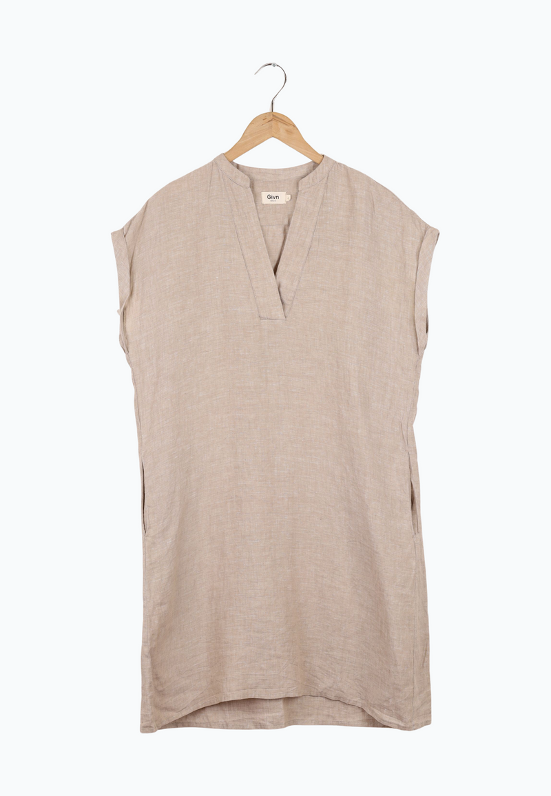 Second Hand Leinenkleid BIANCA aus Leinen - Camel (Linen) - L