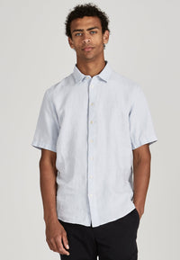 Second Hand Kurzarmhemd DYLAN aus Leinen - Misty Blue (Linen) - S