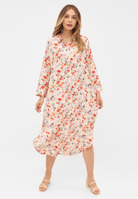 Second hand shirt dress MAGGIE from LENZING™ ECOVERO™ - Lavender / Sage (Flowers) - L