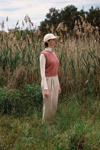Second Hand Bundfaltenhose CHRISTIN aus Bio-Baumwolle - Beige - S