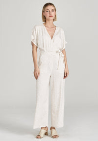 Second hand jumpsuit INGA from LENZING™ ECOVERO™ - Clay / White (Flowers) - S