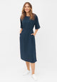 Second hand muslin dress ALVA made from organic cotton - Midnight Blue - M