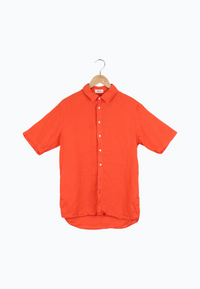 Second hand linen short sleeve shirt DYLAN - Sunset Orange (Linen) - S
