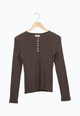 Second hand henley longsleeve THEA made from organic cotton - Oak Brown - N/A - M
