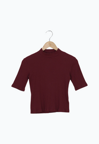Second hand T-shirt GBGINETTA in organic cotton rib jersey - Burgundy (Rib) - S