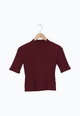 Second hand T-shirt GBGINETTA in organic cotton rib jersey - Burgundy (Rib) - S