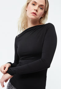 Givn Berlin Asymetrisches Longsleeve GBRONJA aus TENCEL™ Longsleeve Black (Tencel)