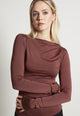 Givn Berlin Asymetrisches Longsleeve GBRONJA aus TENCEL™ Longsleeve Burned Brown (Tencel)
