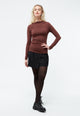 Givn Berlin Asymetrisches Longsleeve GBRONJA aus TENCEL™ Longsleeve Burned Brown (Tencel)