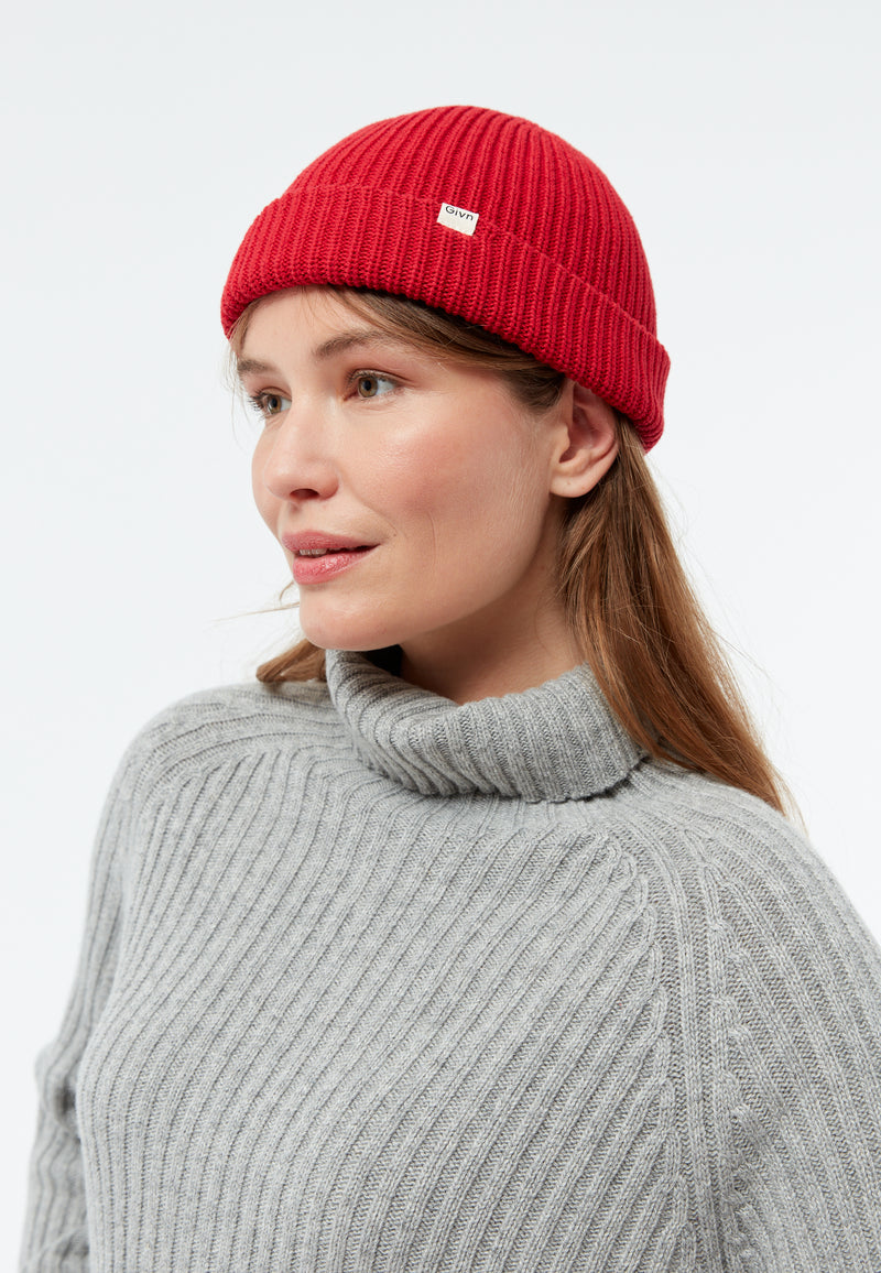 Givn Berlin Beanie GBCHRISTOF aus Bio-Baumwolle Beanie Crimson