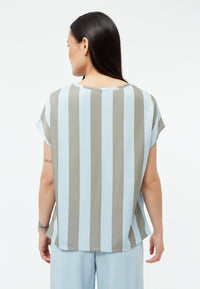 Givn Berlin Bluse GBFENNA aus LENZING™ ECOVERO™ Blouse Ice Water Blue / Faded Olive (Stripes)