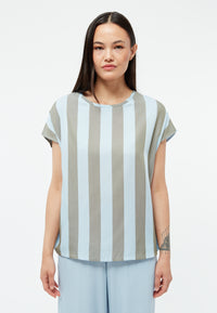 Givn Berlin Bluse GBFENNA aus LENZING™ ECOVERO™ Blouse Ice Water Blue / Faded Olive (Stripes)