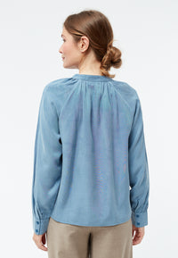 Givn Berlin Bluse GBSMILLA mit Puffärmeln aus TENCEL™ mit Peach-Effekt Blouse Cloudy Blue (Tencel)