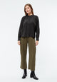 Givn Berlin Bluse GBSMILLA mit Puffärmeln aus TENCEL™ mit Peach-Effekt Blouse Black / Dark Khaki (Waves)