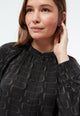 Givn Berlin Bluse GBSMILLA mit Puffärmeln aus TENCEL™ mit Peach-Effekt Blouse Black / Dark Khaki (Waves)