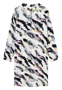 Givn Berlin Blusenkleid NURA aus LENZING™ ECOVERO™ Dress Violet / Lime (Zebra)