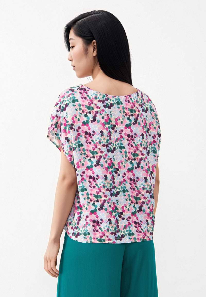 Givn Berlin Blusenshirt GBRUBY relaxed Fit aus LENZING™ ECOVERO™ Blouse Green / Violet (Bubbles)