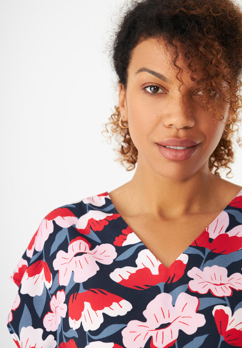 Givn Berlin Blusenshirt GBRUBY relaxed Fit aus LENZING™ ECOVERO™ Blouse Red / Pink (Flowers)