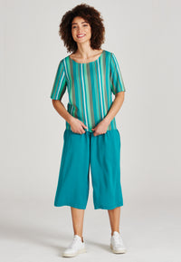 Givn Berlin Blusenshirt ISLA aus LENZING™ ECOVERO™ Blouse Green / Orange (Stripes)