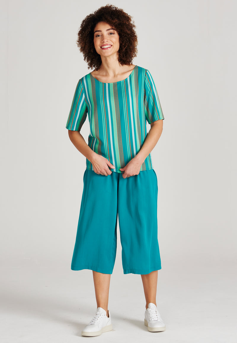 Givn Berlin Blusenshirt ISLA aus LENZING™ ECOVERO™ Blouse Green / Orange (Stripes)
