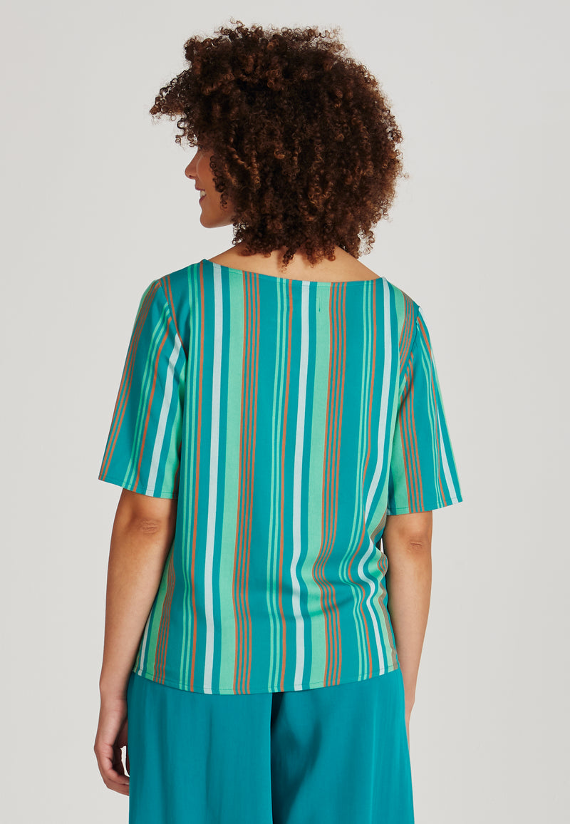 Givn Berlin Blusenshirt ISLA aus LENZING™ ECOVERO™ Blouse Green / Orange (Stripes)