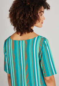 Givn Berlin Blusenshirt ISLA aus LENZING™ ECOVERO™ Blouse Green / Orange (Stripes)