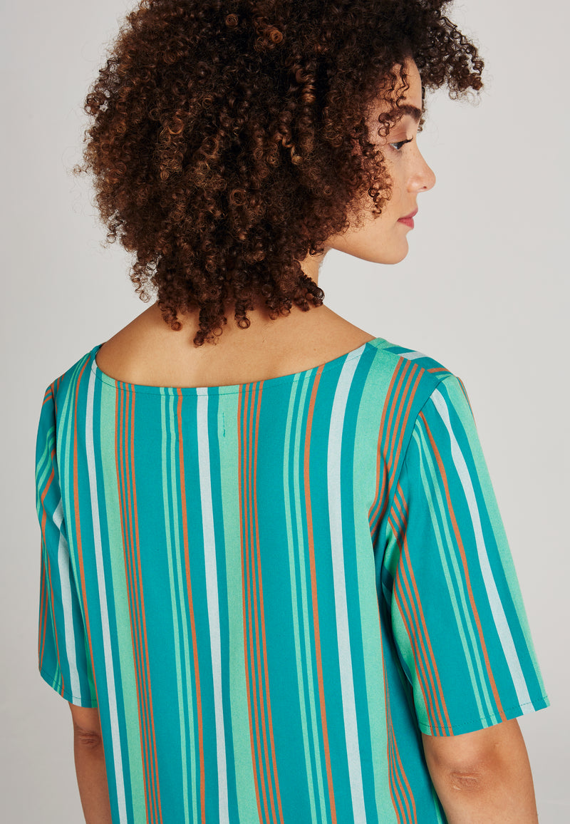 Givn Berlin Blusenshirt ISLA aus LENZING™ ECOVERO™ Blouse Green / Orange (Stripes)
