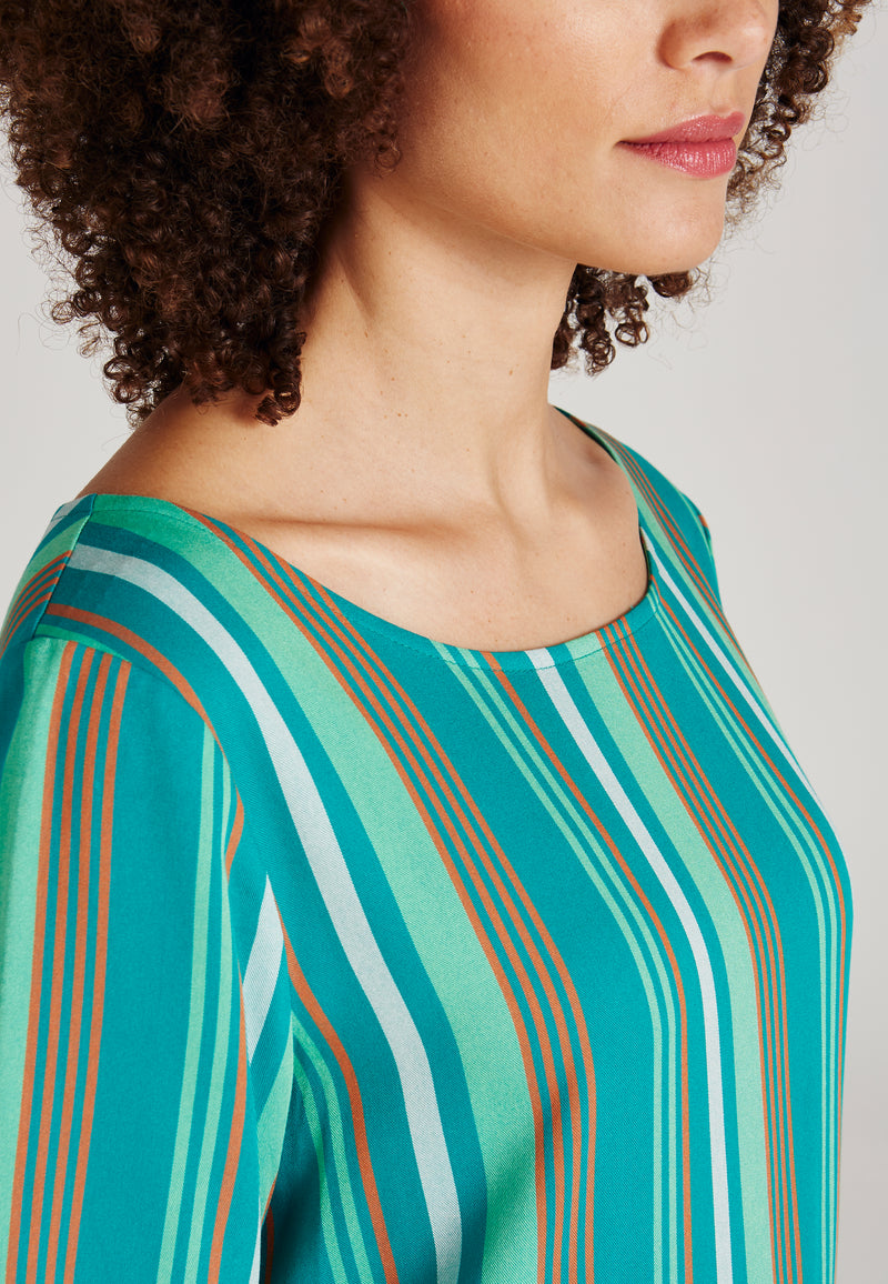Givn Berlin Blusenshirt ISLA aus LENZING™ ECOVERO™ Blouse Green / Orange (Stripes)